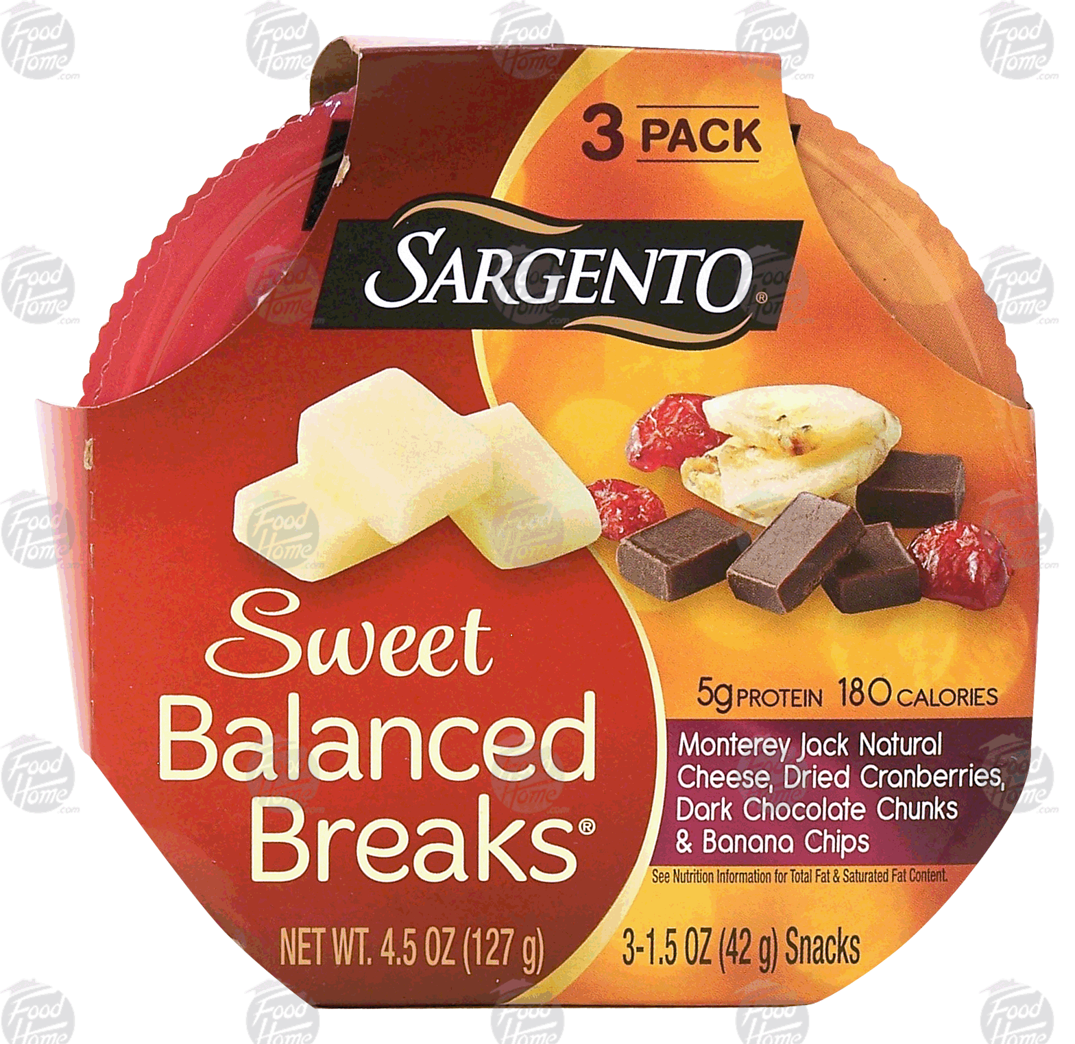 Sargento(R) Sweet Balanced Breaks monterey jack cheese, cranberries, dark chocolate & banana chips; 3-pack Full-Size Picture